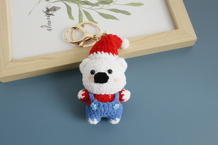 Christmas Bear/White Bear Keychain
