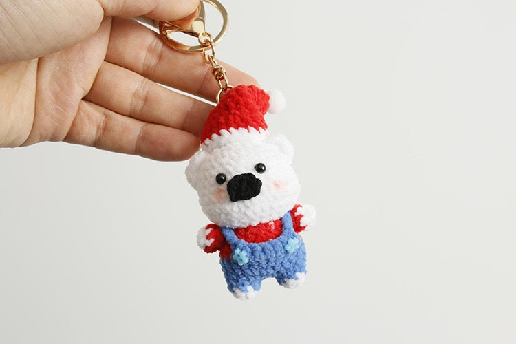 Christmas Bear/White Bear Keychain