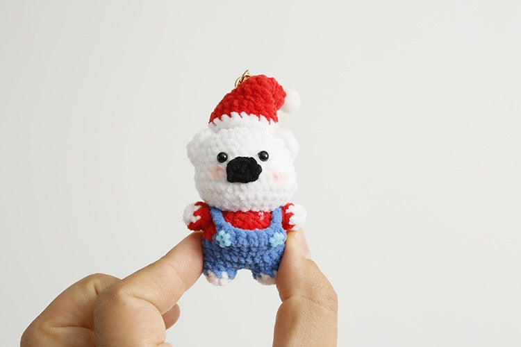 Christmas Bear/White Bear Keychain