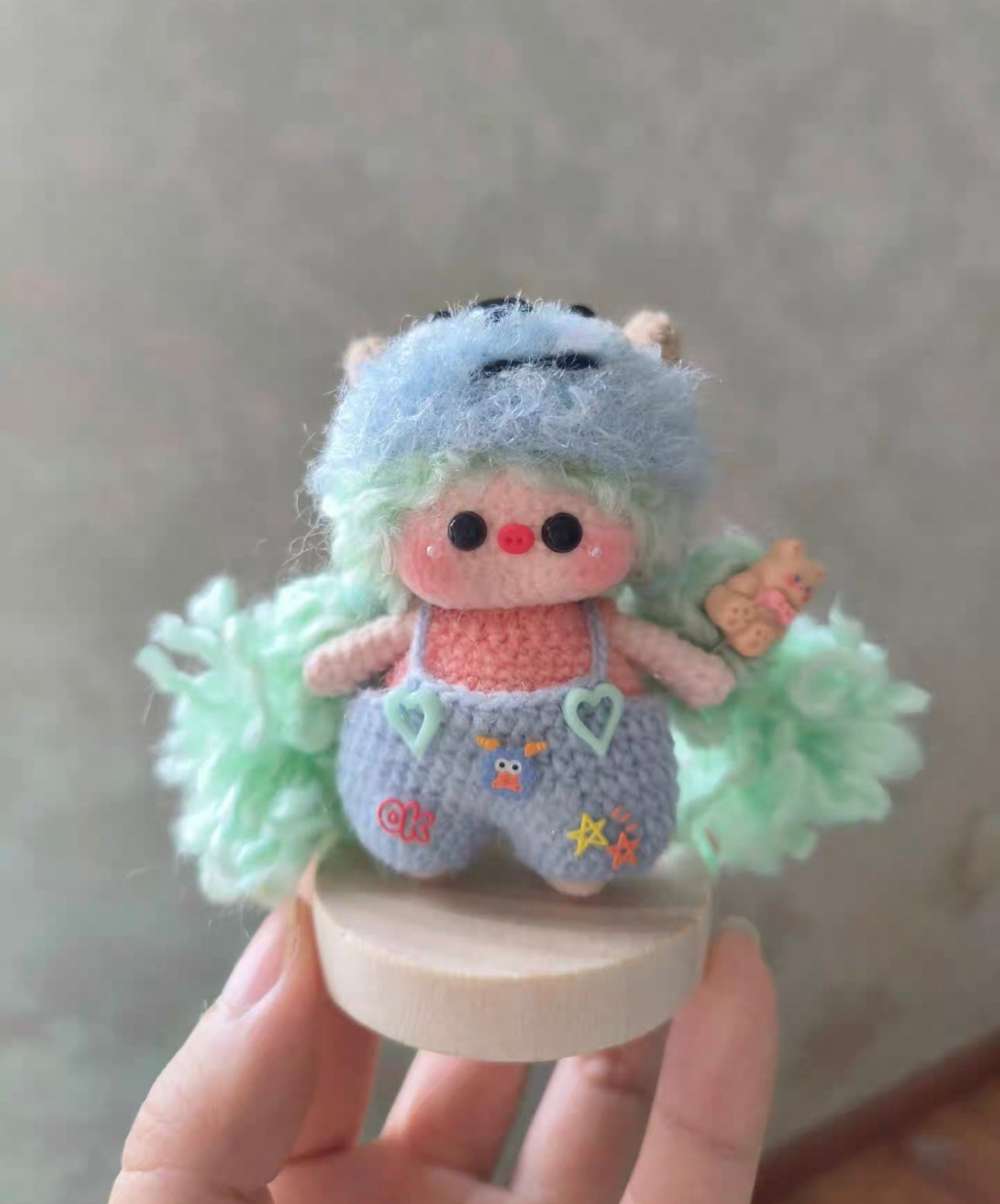 Crochet Pig Girl with Outfit/Mini Girl(6~7 cm/2.4~2.8 inch)