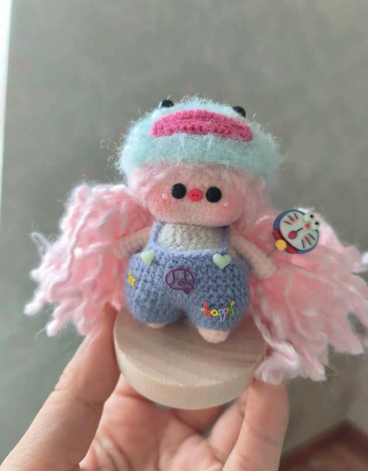 Crochet Pig Girl with Outfit/Mini Girl(6~7 cm/2.4~2.8 inch)