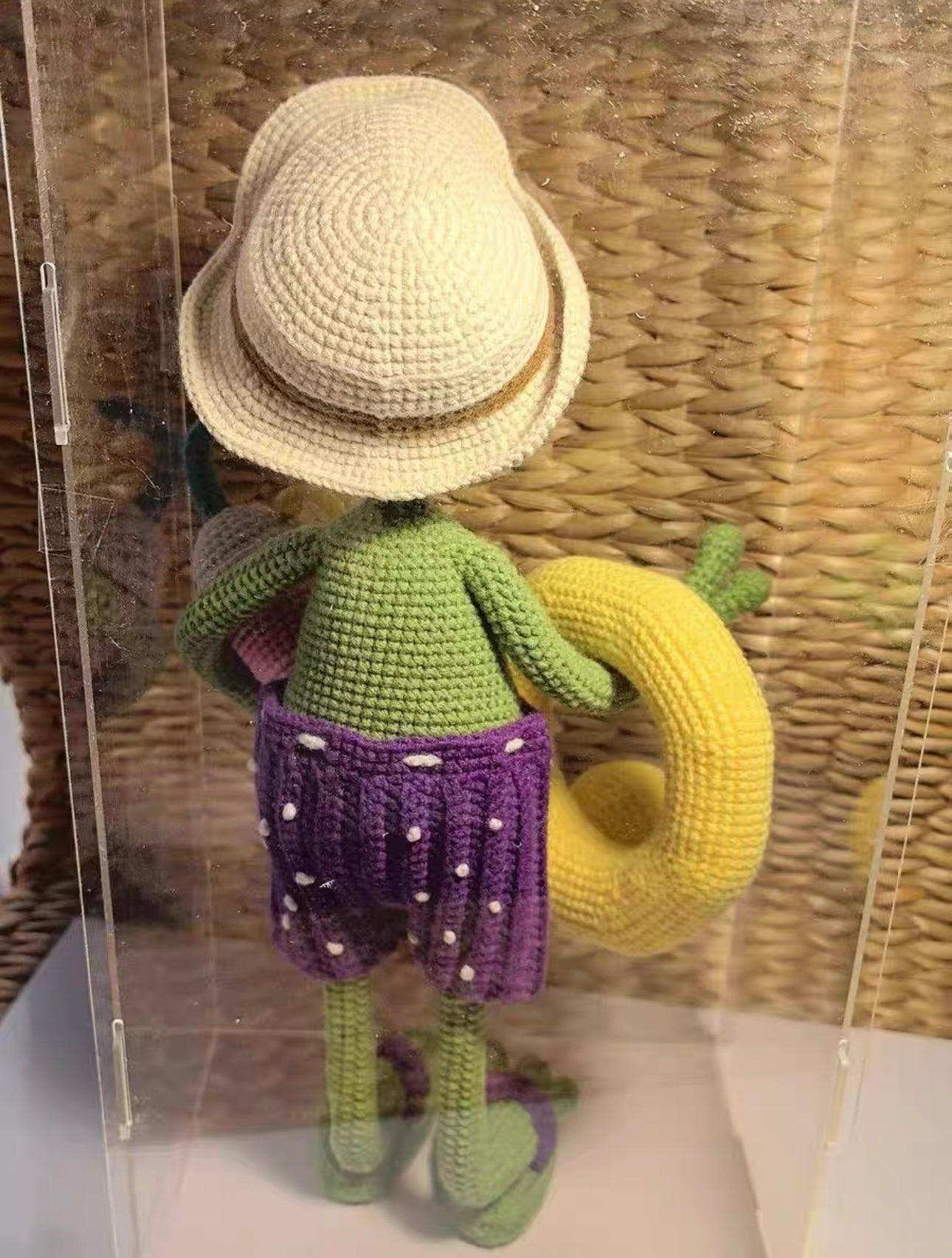 Crochet Frog with Chicken Swinging Ring+Hat+Drink Cup(28 cm/11 inch)