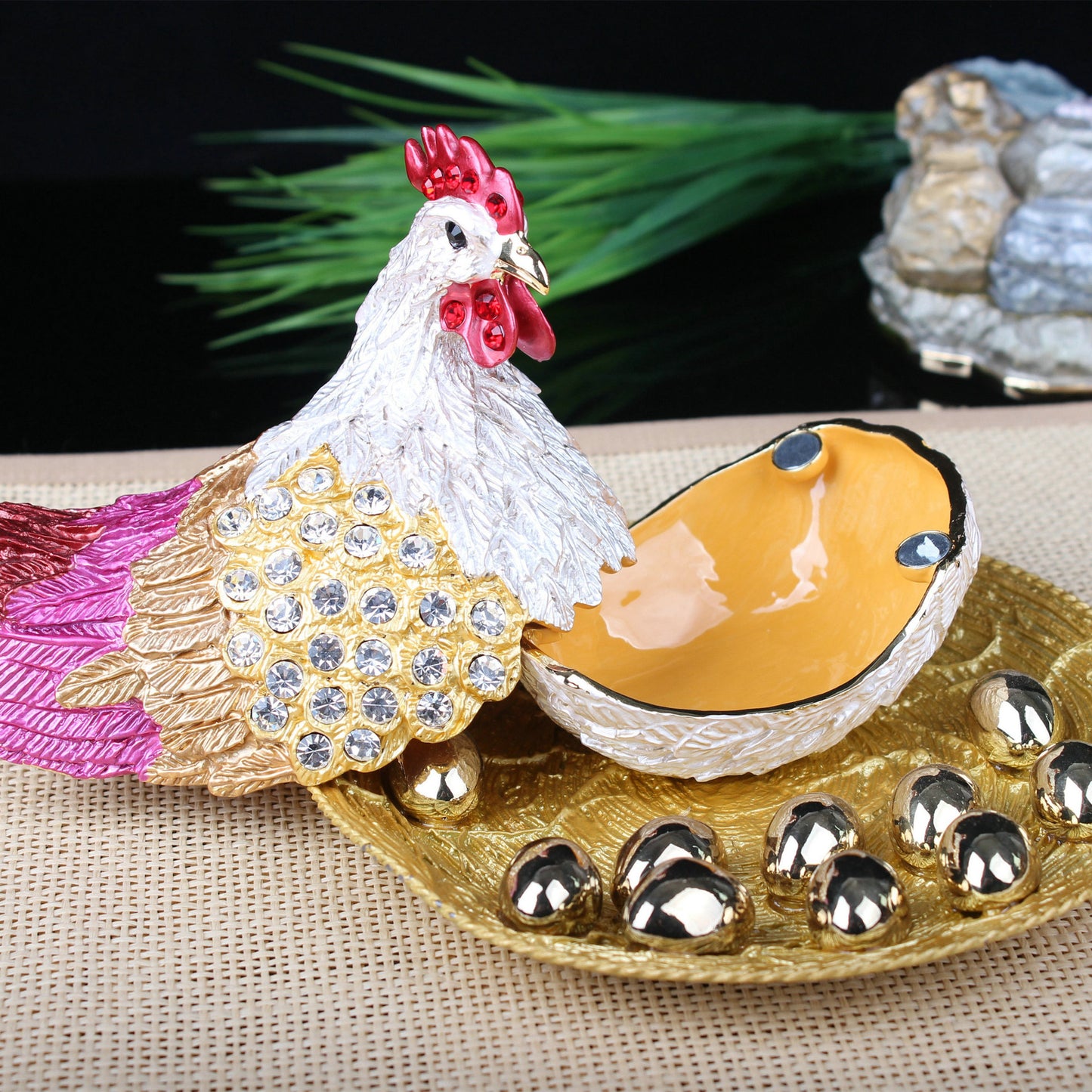 Jewelry Box- Chicken with Eggs(8*9 cm/3.1*3.5 inch)