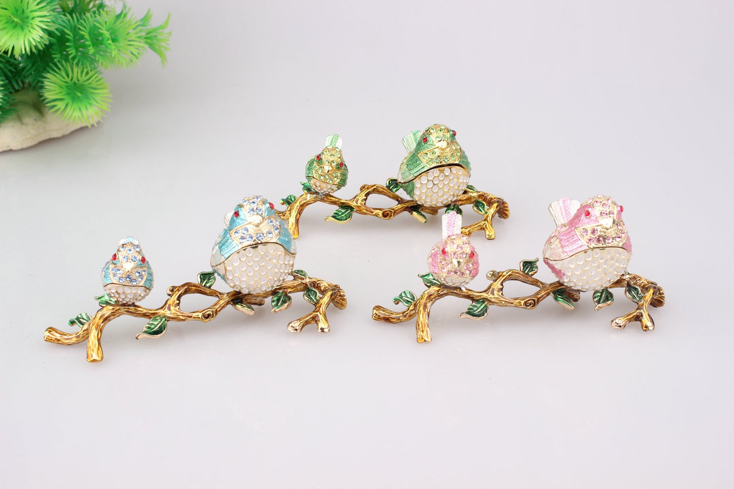 Hand Enameled Jewelry Box- Birds(11.5*5 cm/4.5*2 inch)