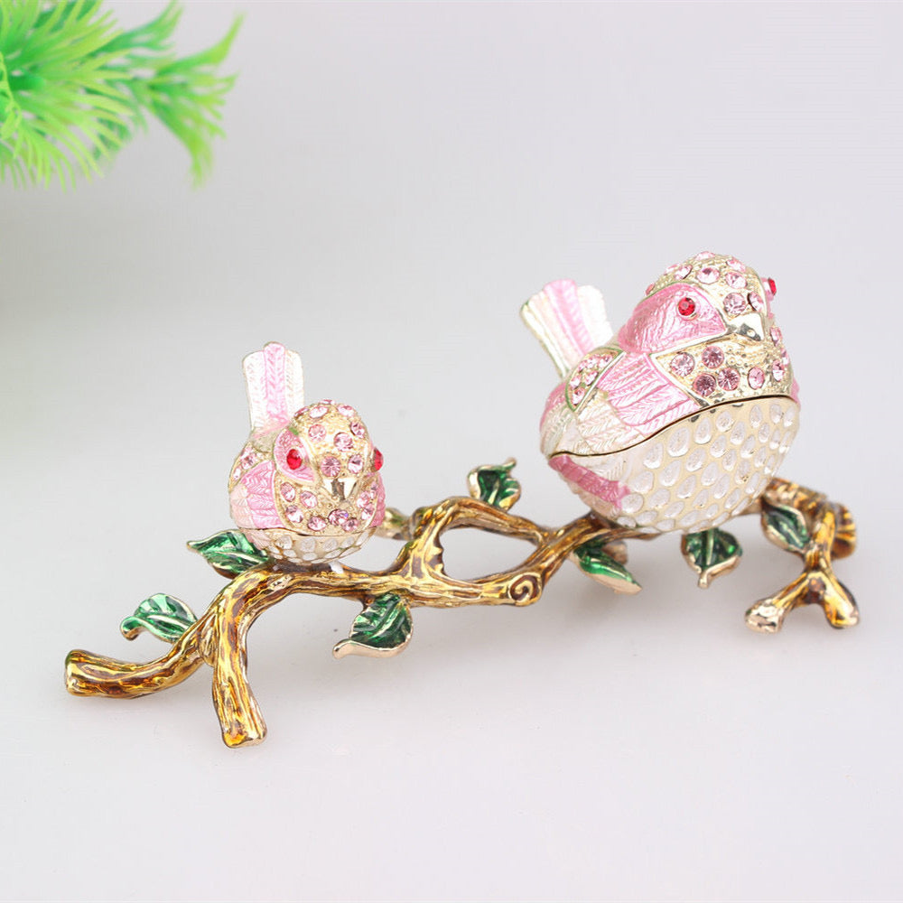 Hand Enameled Jewelry Box- Birds(11.5*5 cm/4.5*2 inch)