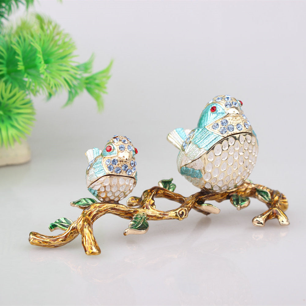 Hand Enameled Jewelry Box- Birds(11.5*5 cm/4.5*2 inch)