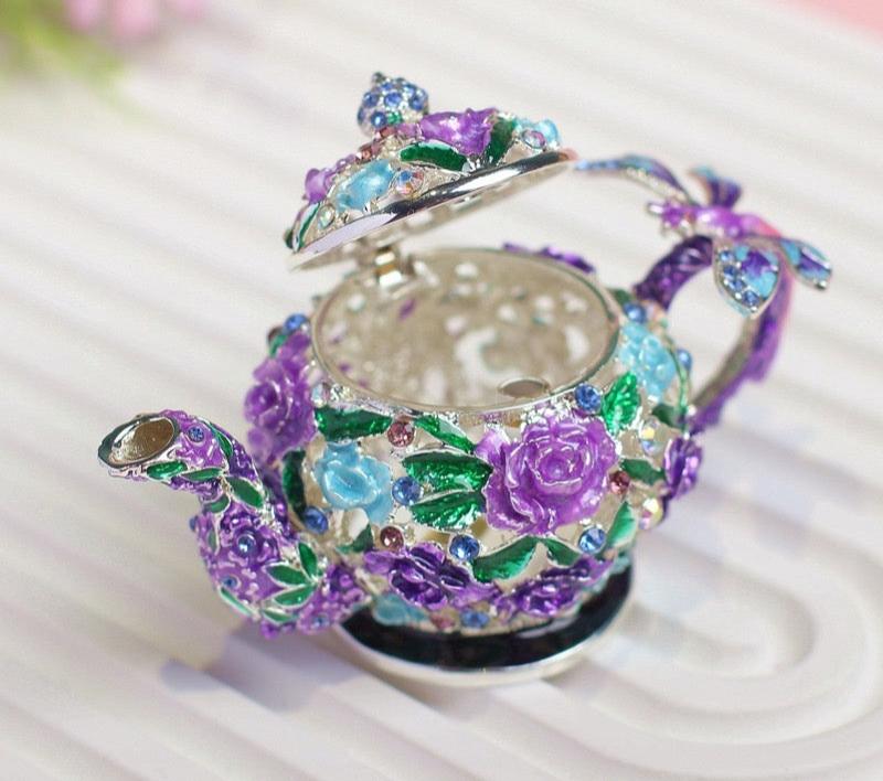 Hand Enameled Jewelry Box- Flower Pot(9*5.8 cm/3.5*2.3 inch)