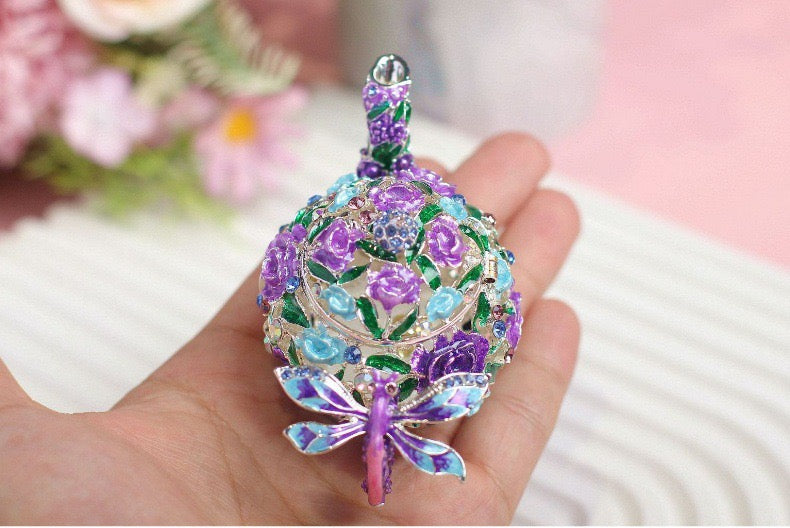 Hand Enameled Jewelry Box- Flower Pot(9*5.8 cm/3.5*2.3 inch)