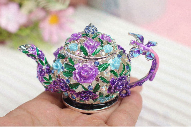 Hand Enameled Jewelry Box- Flower Pot(9*5.8 cm/3.5*2.3 inch)