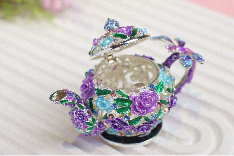 Hand Enameled Jewelry Box- Flower Pot(9*5.8 cm/3.5*2.3 inch)