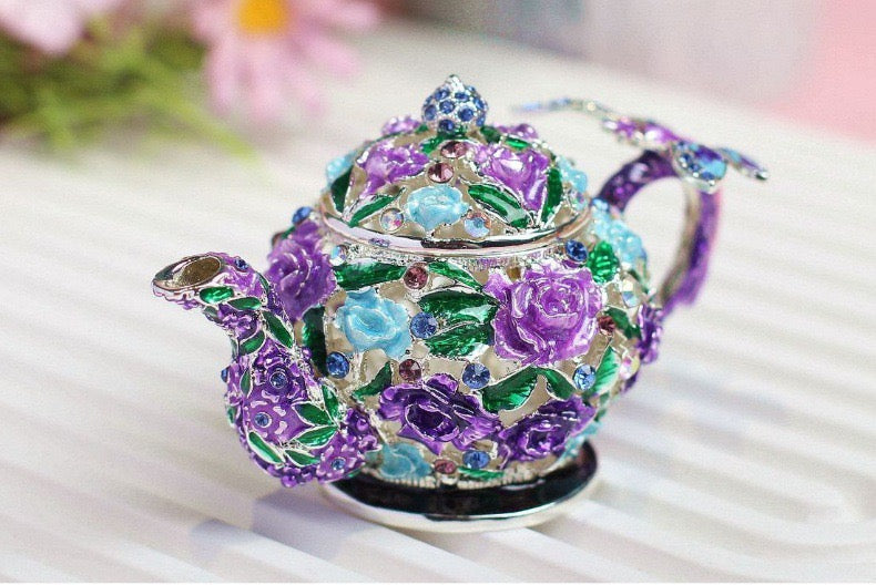 Hand Enameled Jewelry Box- Flower Pot(9*5.8 cm/3.5*2.3 inch)