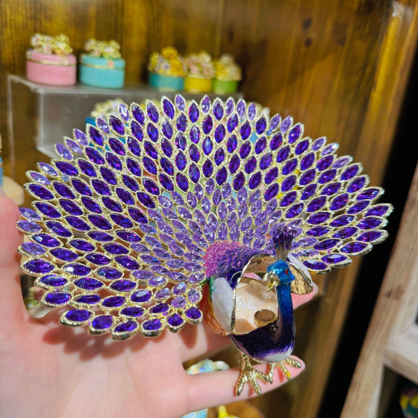 Hand Enameled Jewelry Box- Peacock(17*16.5 cm/6.7*6.5 inch)