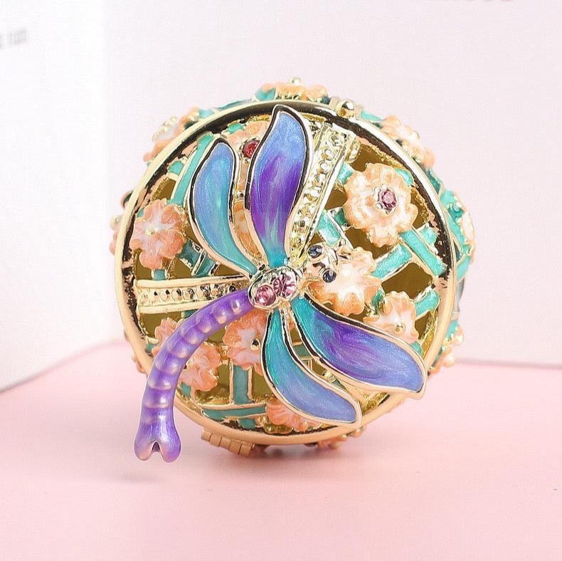 Hand Enameled Jewelry Box- Dragonfly(4.5*4 cm/1.8*1.6 inch)