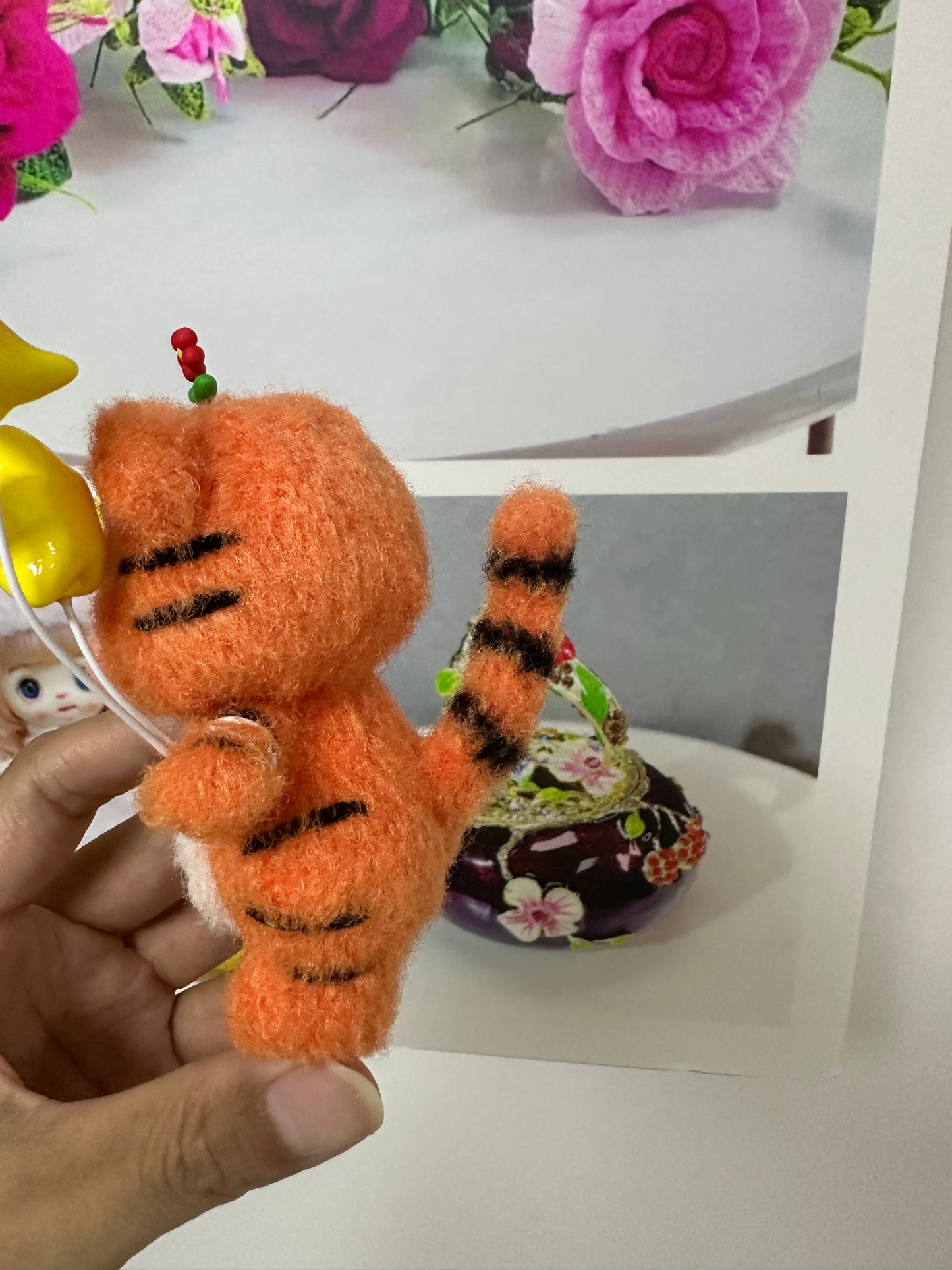 Crochet Tigger/Fluffy Yarn(9 cm/3.5 inch)
