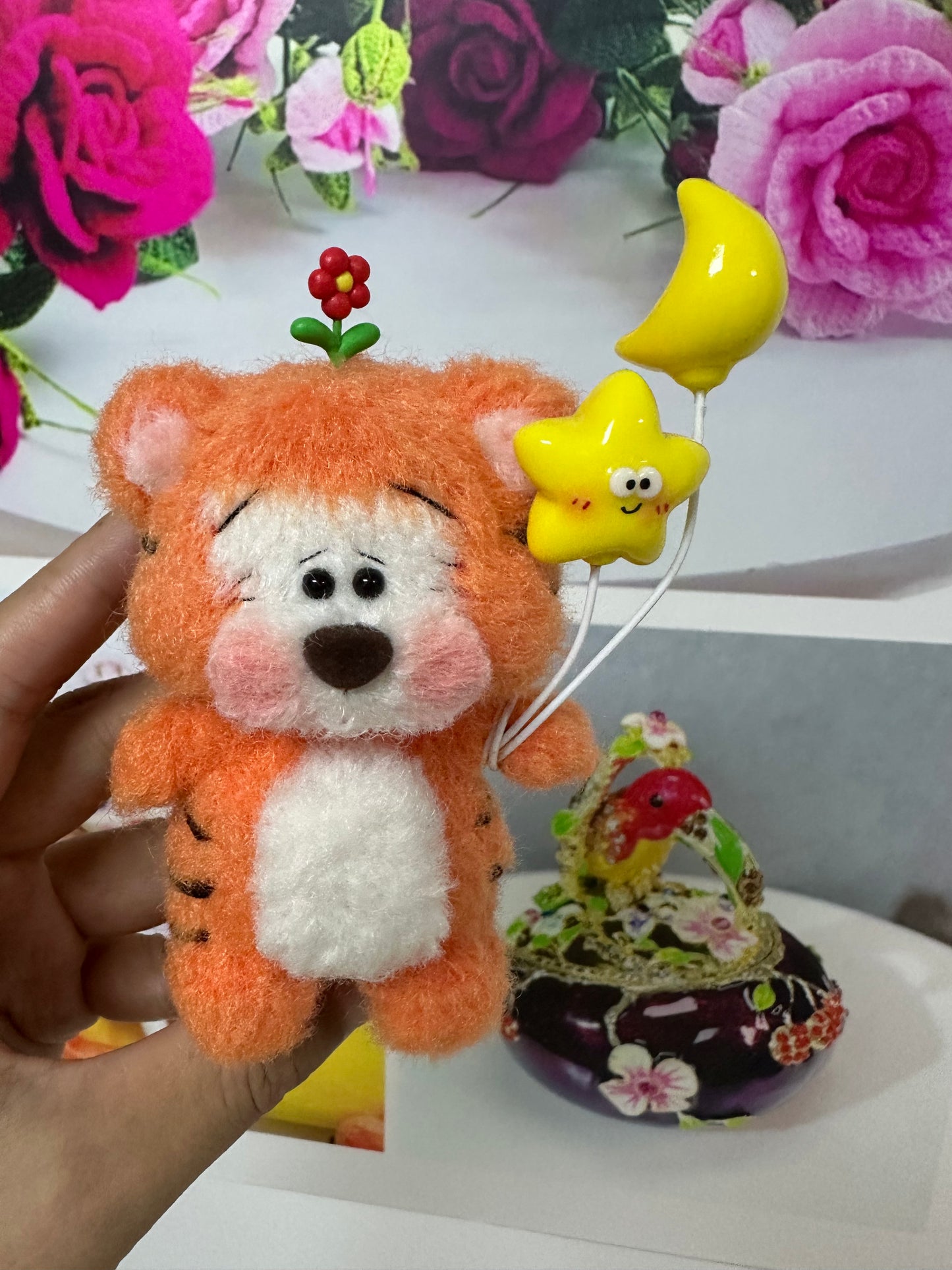 Crochet Tigger/Fluffy Yarn(9 cm/3.5 inch)