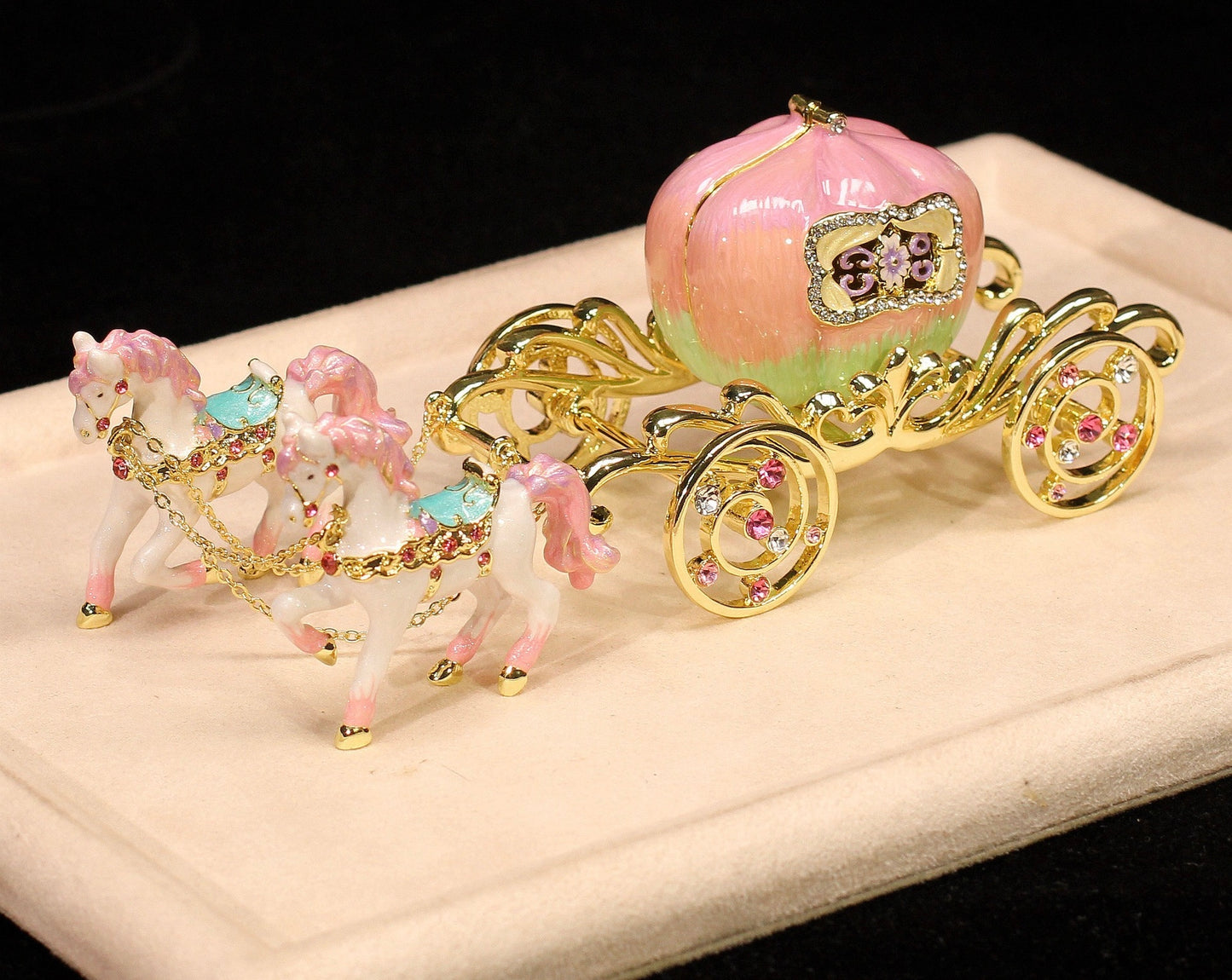 Hand Enameled Jewelry Box- Carriage/Horse(18*6*7 cm/7.1*2.4*2.8 inch;0.36 kg/12.7 oz)