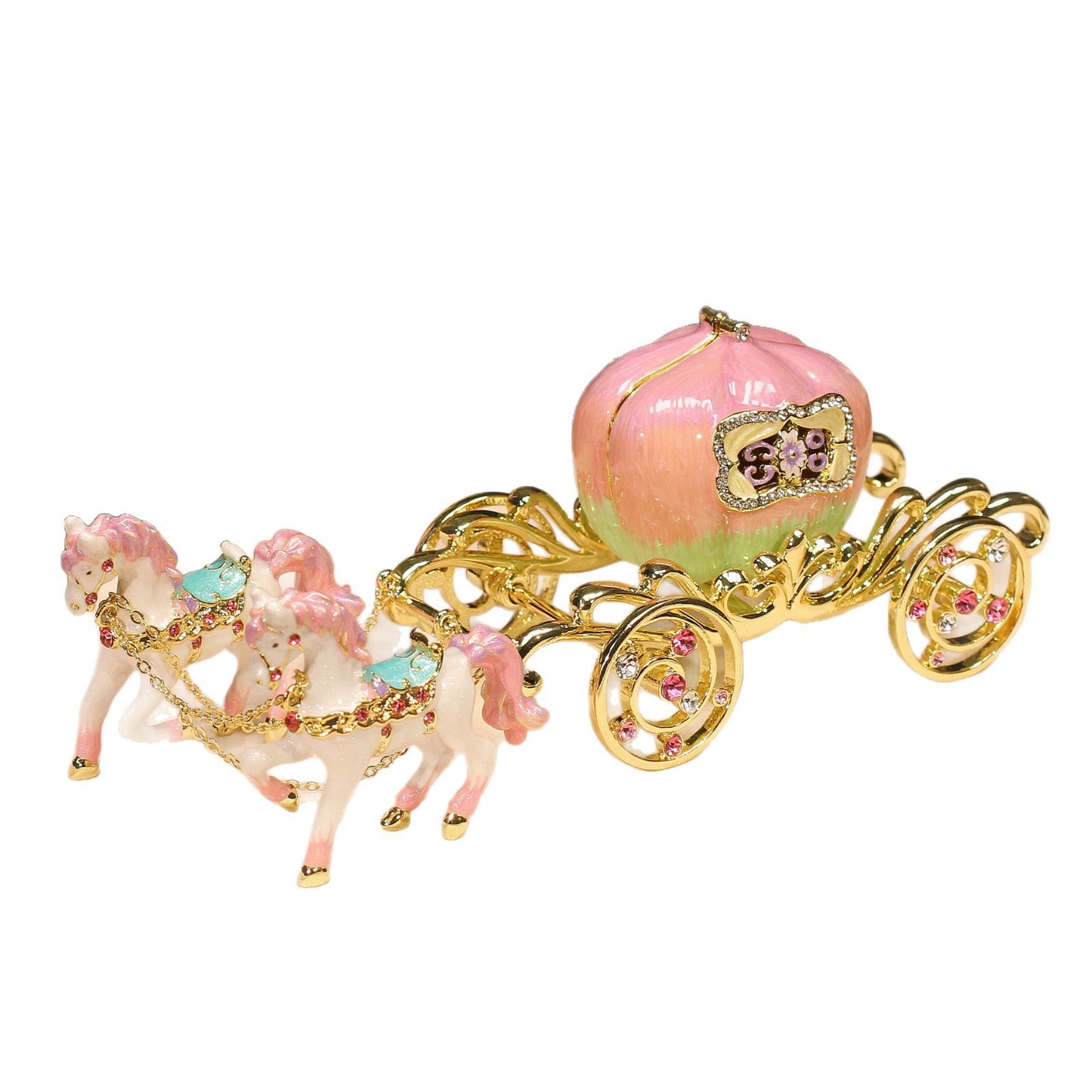Hand Enameled Jewelry Box- Carriage/Horse(18*6*7 cm/7.1*2.4*2.8 inch;0.36 kg/12.7 oz)