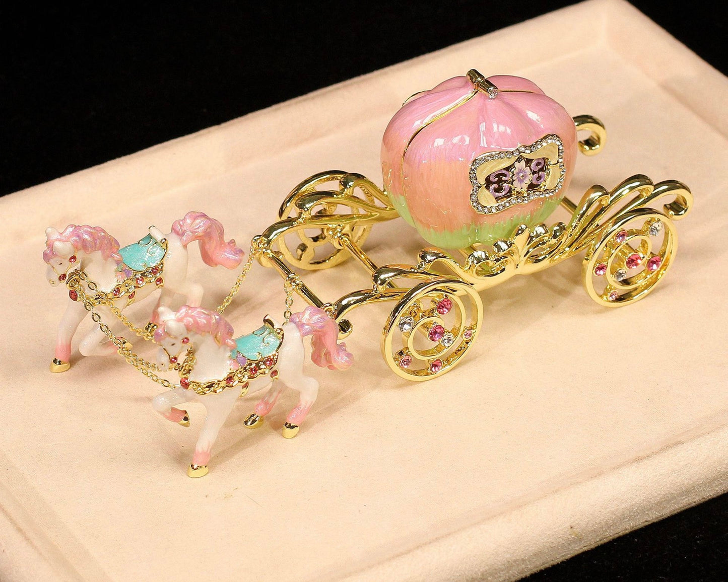 Hand Enameled Jewelry Box- Carriage/Horse(18*6*7 cm/7.1*2.4*2.8 inch;0.36 kg/12.7 oz)