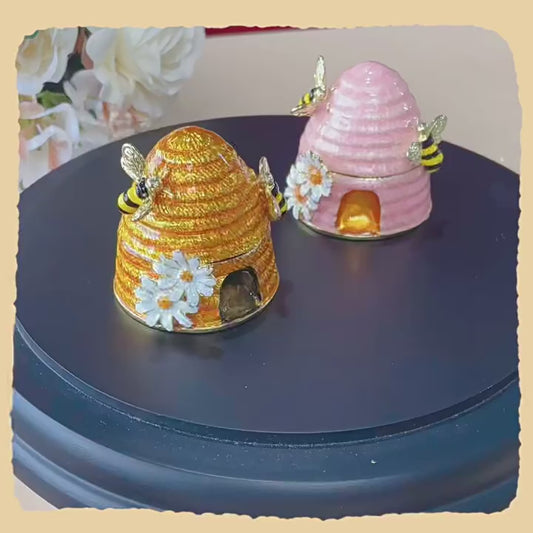 Hand Enameled Jewelry Box- Beehive(5.5*5.5 cm/2.2*2.2 inch)