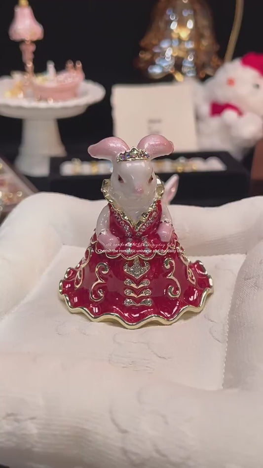 Hand Enameled Jewelry Box- Princess Bunny(5.5*5.5 cm/2.2*2.2 inch;0.14 kg/5 oz)